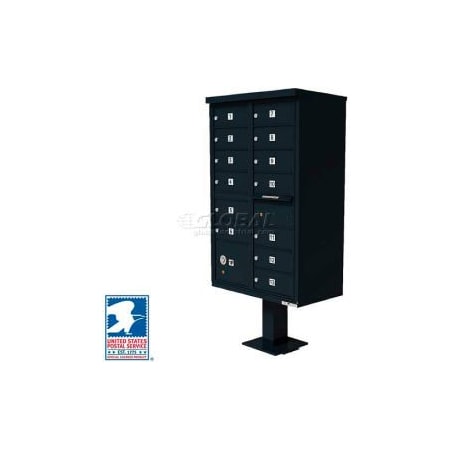 Florence Mfg Co Vital Cluster Box Unit, 13 Mailboxes, 1 Parcel Locker, Black 1570-13BKAF